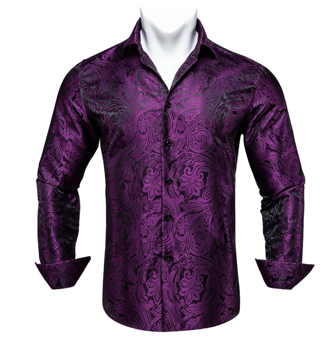 Purple Paisley Casual Shirts-CY-0009 - SimonVon Shop