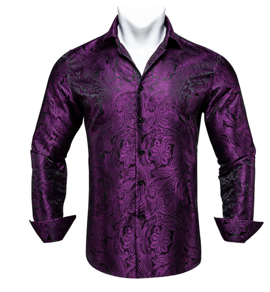 Purple Paisley Casual Shirts-CY-0009 - SimonVon Shop