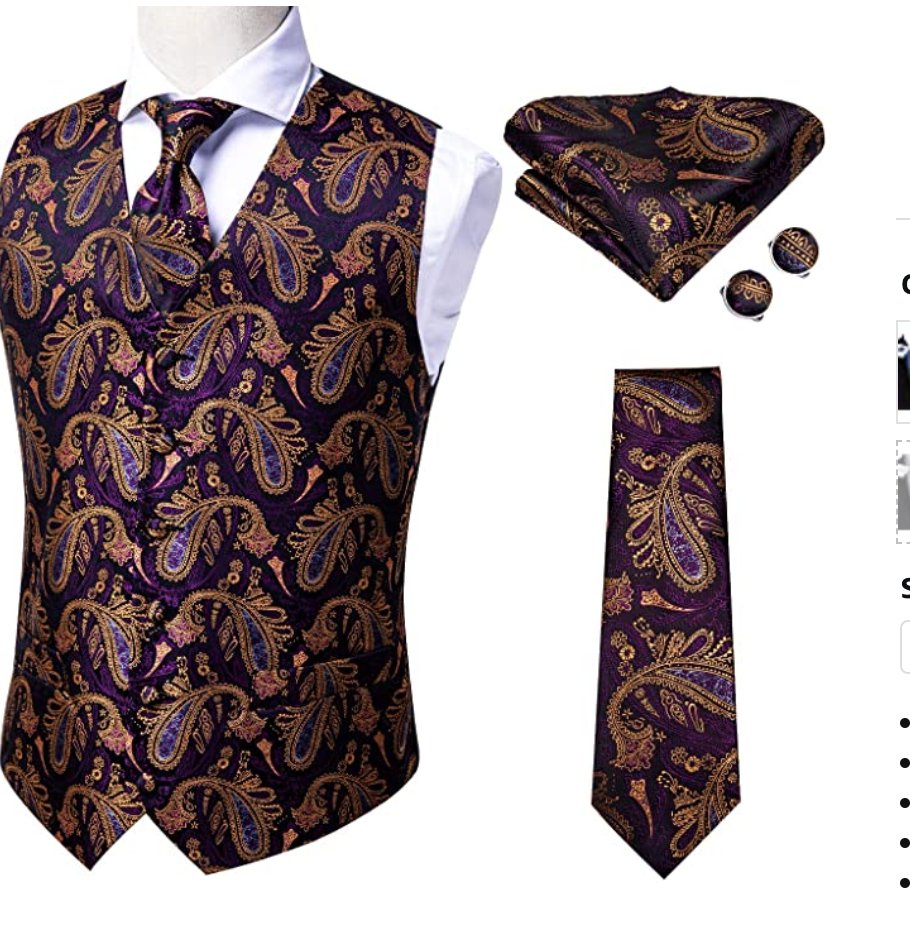 Purple Paisley Waistcoat and Necktie Pocket Square Cufflink Vest Set- MJ-0016 - SimonVon Shop