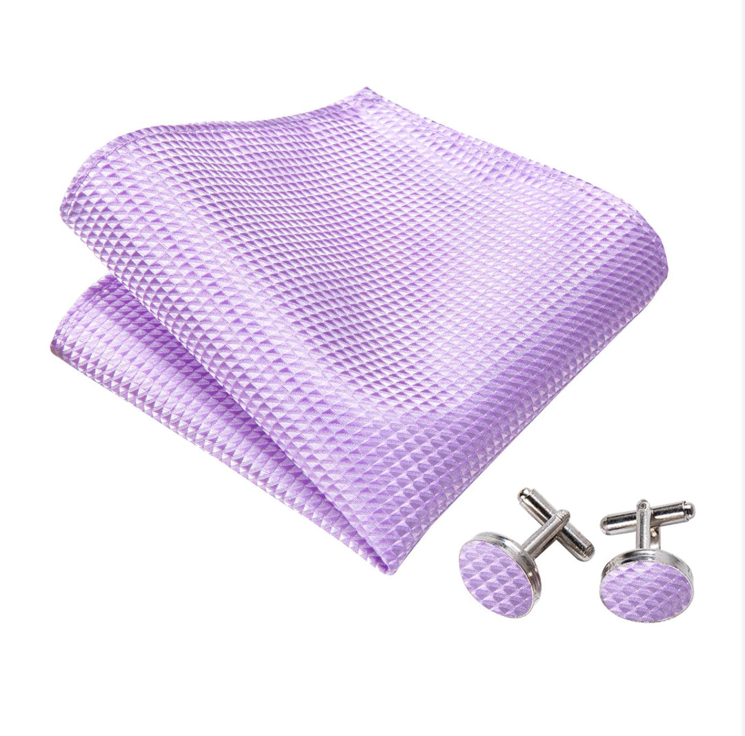 Purple Plaid Silk Self Tie Bow Tie Hanky Cufflinks Set-LH-0990 - SimonVon Shop