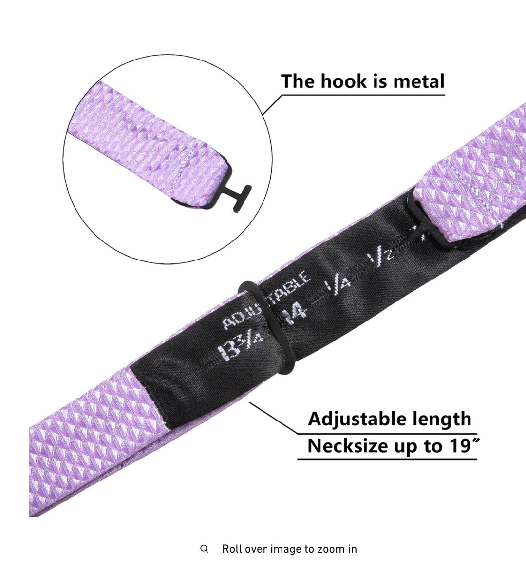 Purple Plaid Silk Self Tie Bow Tie Hanky Cufflinks Set-LH-0990 - SimonVon Shop