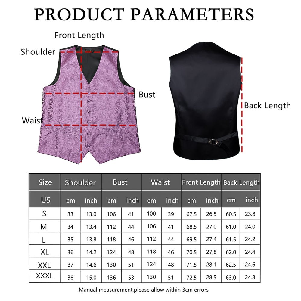 Red And Black Floral Silk 4pc Waistcoat Vest Necktie Pocket Square Cufflinks Set- MJ-2034 - SimonVon Shop