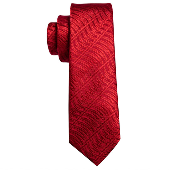 Red Floral Silk Tie Pocket Square Cufflinks Set-N-6528 - SimonVon Shop