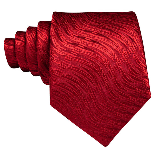 Red Floral Silk Tie Pocket Square Cufflinks Set-N-6528 - SimonVon Shop