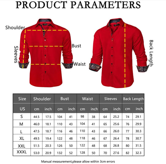 Red Mens's Shirt with contrast colored buttons unique cuffs design -CY-2201 - SimonVon Shop