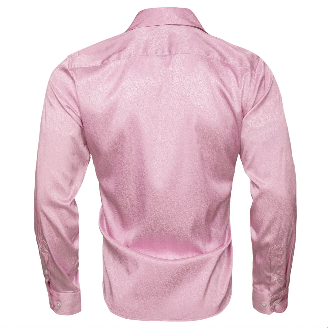 Rose Golden Solid Silk Men's Long Sleeve Shirt- CY-0547 - SimonVon Shop