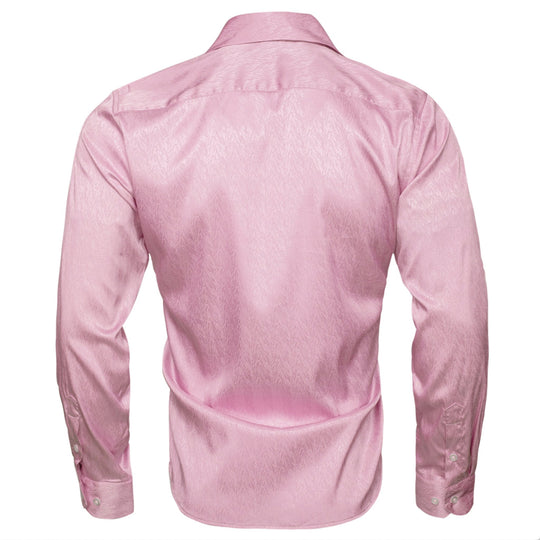 Rose Golden Solid Silk Men's Long Sleeve Shirt- CY-0547 - SimonVon Shop