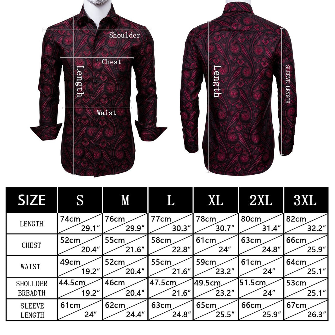 Rose Pink Coral Floral Silk Men's Long Sleeve Shirt- CY-0673 - SimonVon Shop