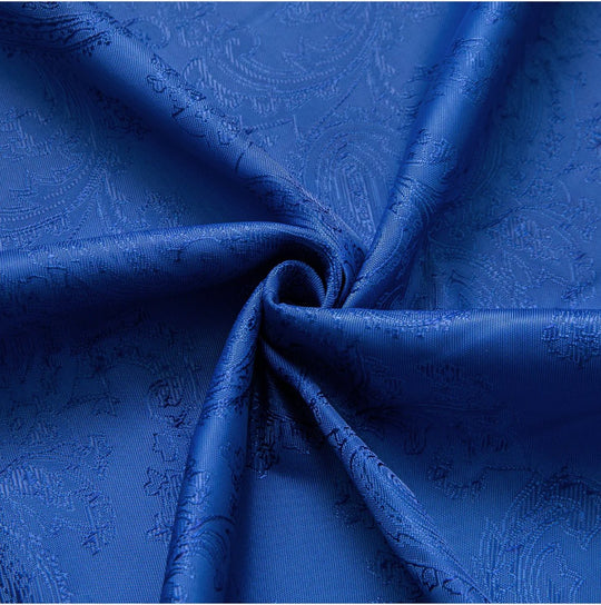 Royal Blue Paisley Silk Men's Short Sleeve Shirt-CY-1462 - SimonVon Shop