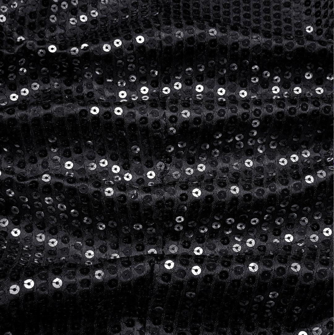 Sequin Black Solid Jacket with Black Shawl Collar - XX-1081 - SimonVon Shop