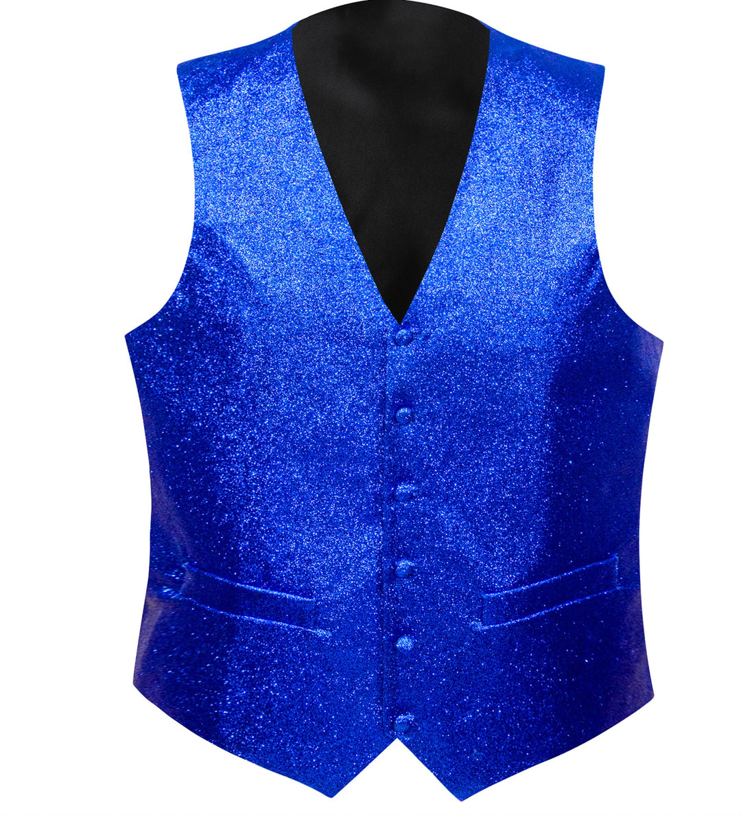 Shining Men's Sapphire Blue Solid Silk Bowtie V-Neck Waistcoat Vest Set- MJ-2599 - SimonVon Shop