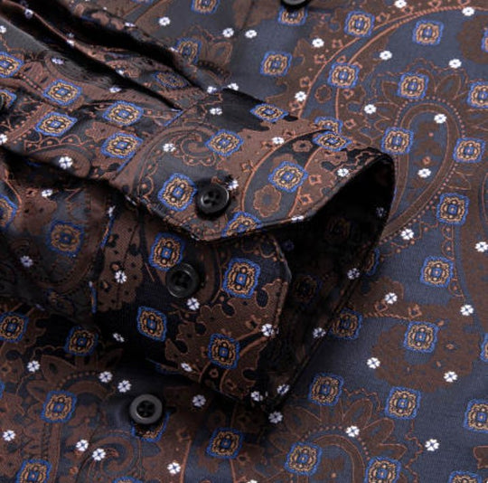 Simon Von Brown Paisley Shirt- CY-1074 - SimonVon Shop