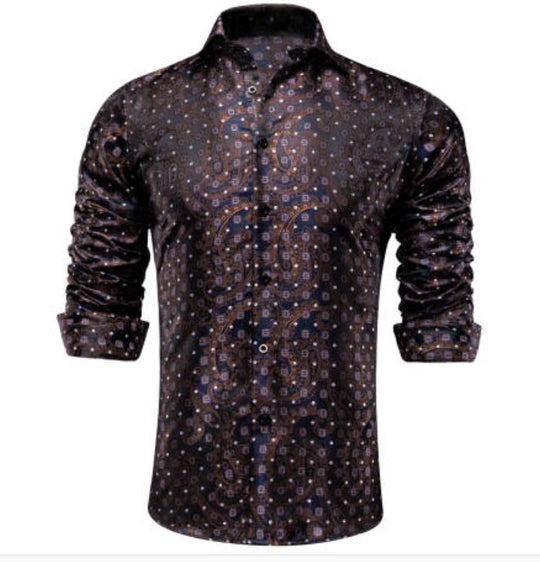 Simon Von Brown Paisley Shirt- CY-1074 - SimonVon Shop