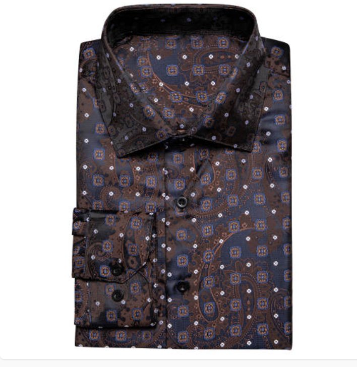Simon Von Brown Paisley Shirt- CY-1074 - SimonVon Shop