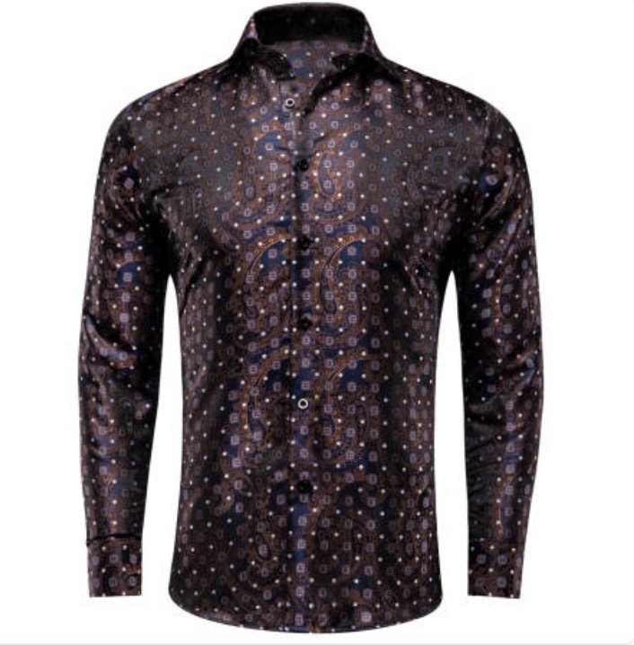 Simon Von Brown Paisley Shirt- CY-1074 - SimonVon Shop