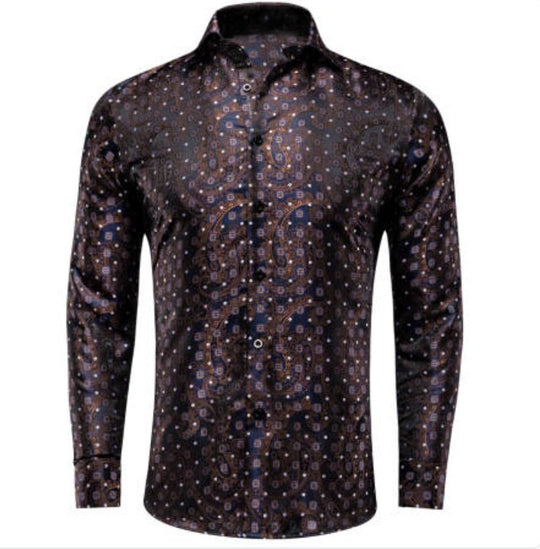 Simon Von Brown Paisley Shirt- CY-1074 - SimonVon Shop