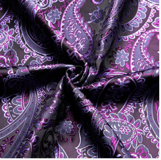 Simon Von Classic Purple Black Paisley Silk Men's Shirt-CY-1039 - SimonVon Shop
