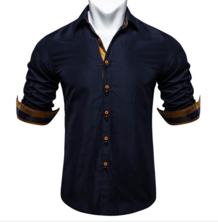 Simon Von Deep Blue Men's Shirt with contrast colored buttons unique cuffs design-CY-2202 - SimonVon Shop