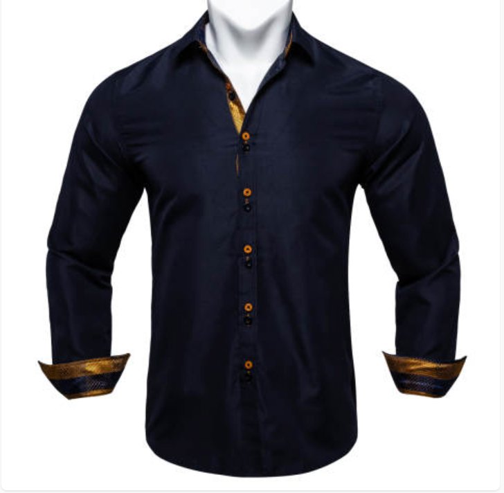 Simon Von Deep Blue Men's Shirt with contrast colored buttons unique cuffs design-CY-2202 - SimonVon Shop