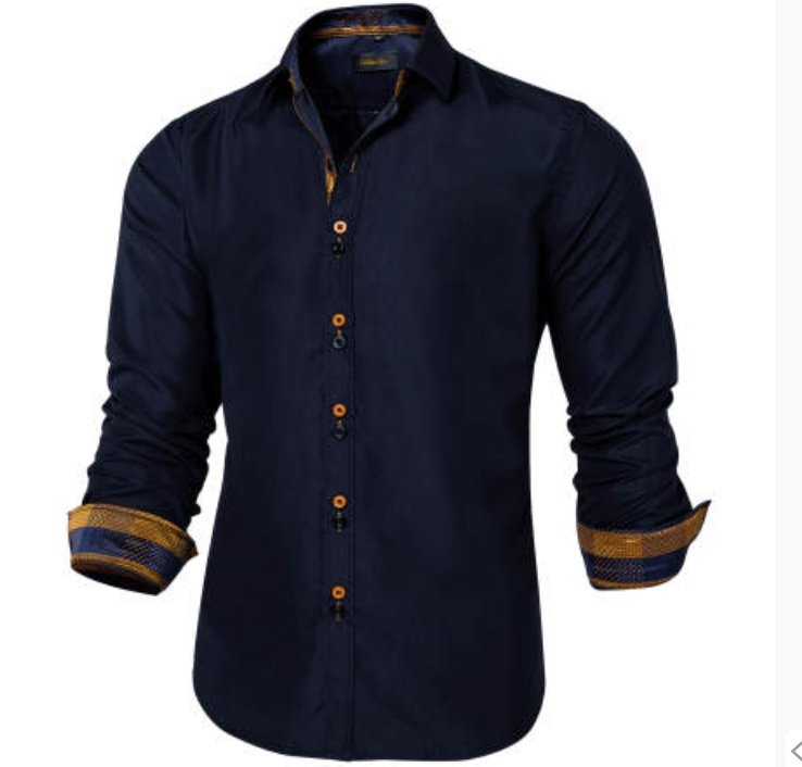 Simon Von Deep Blue Men's Shirt with contrast colored buttons unique cuffs design-CY-2202 - SimonVon Shop