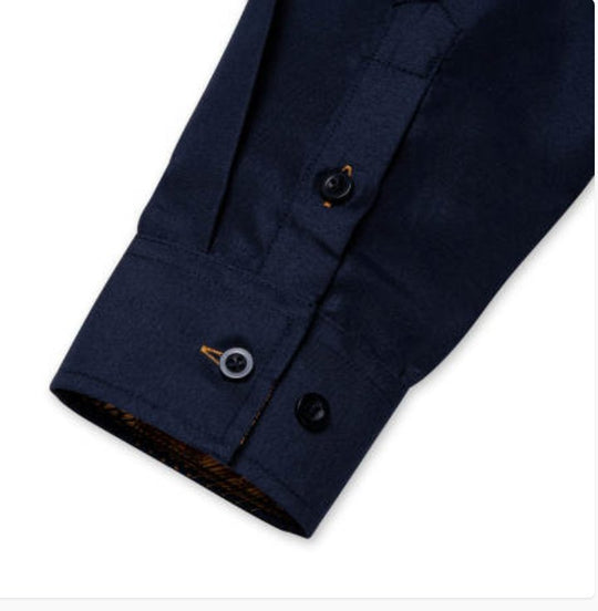 Simon Von Deep Blue Men's Shirt with contrast colored buttons unique cuffs design-CY-2202 - SimonVon Shop
