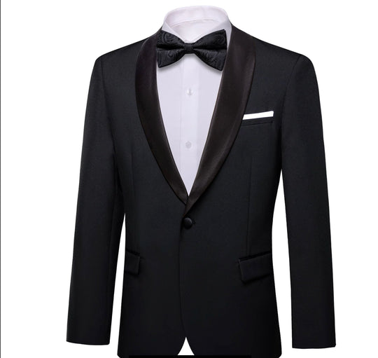 Simon Von Dress Party Black Suit Jacket Slim One Button Stylish Blazer-XX-0044 - SimonVon Shop