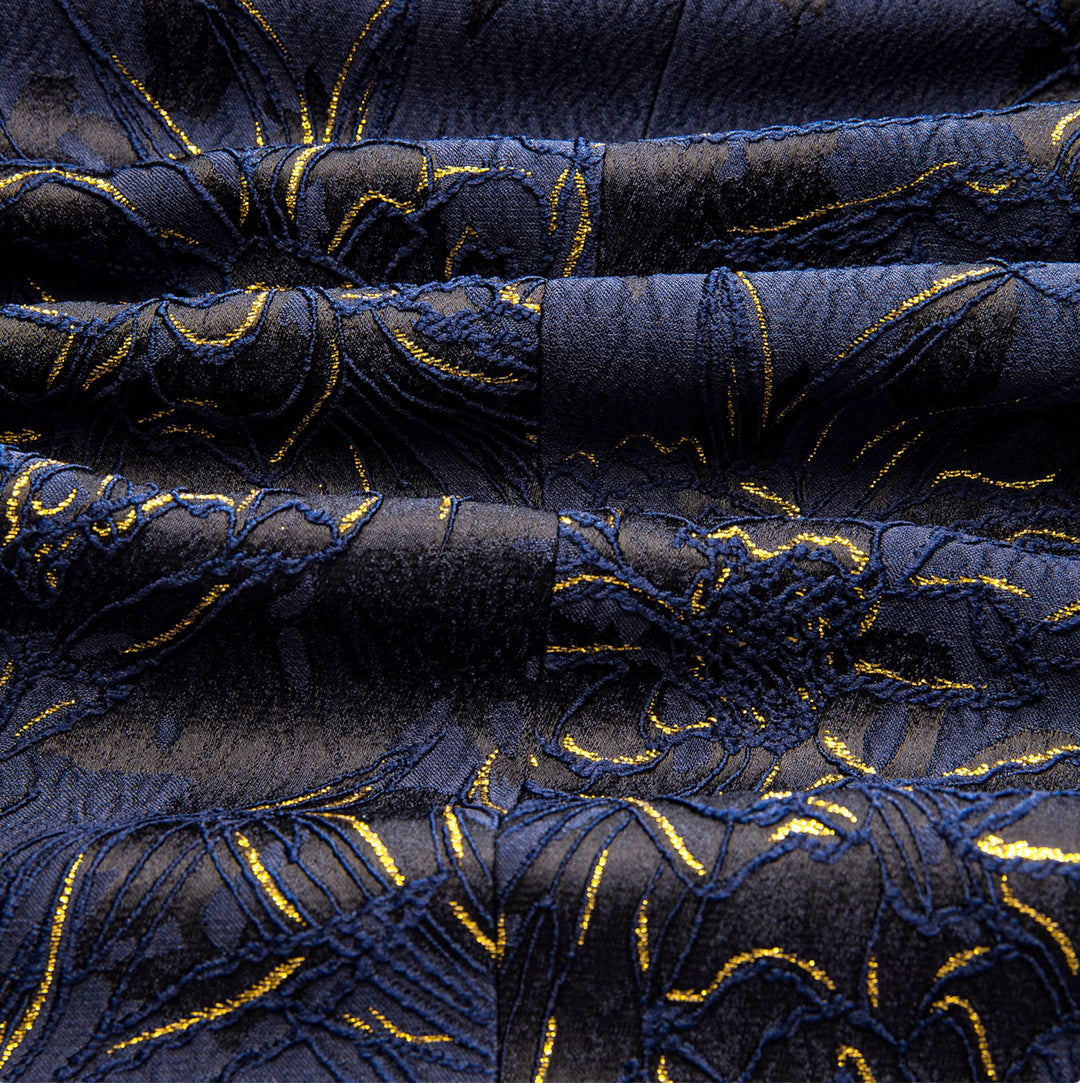 Simon Von Dress Party Blue Gold Suit Jacket Slim One Button Stylish Blazer-XX-1021 - SimonVon Shop