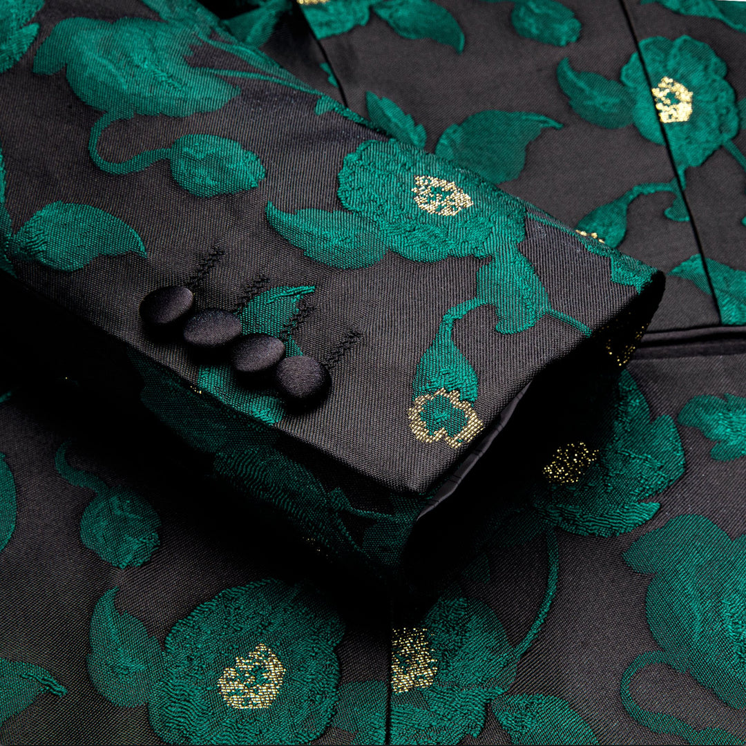 Simon Von Dress Party Green Black Suit Jacket Slim One Button Stylish Blazer-XX-1022 - SimonVon Shop