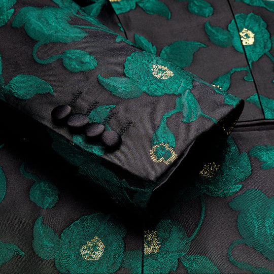 Simon Von Dress Party Green Black Suit Jacket Slim One Button Stylish Blazer-XX-1022 - SimonVon Shop