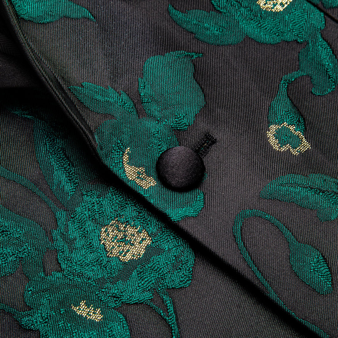 Simon Von Dress Party Green Black Suit Jacket Slim One Button Stylish Blazer-XX-1022 - SimonVon Shop