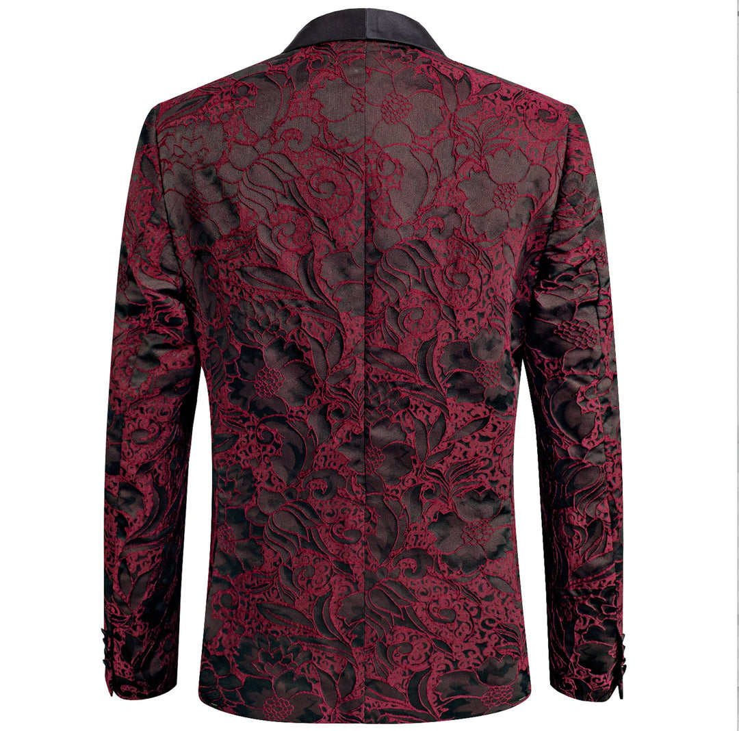 Simon Von Dress Party Maroon Black Suit Jacket Slim One Button Stylish Blazer-XX-1025 - SimonVon Shop