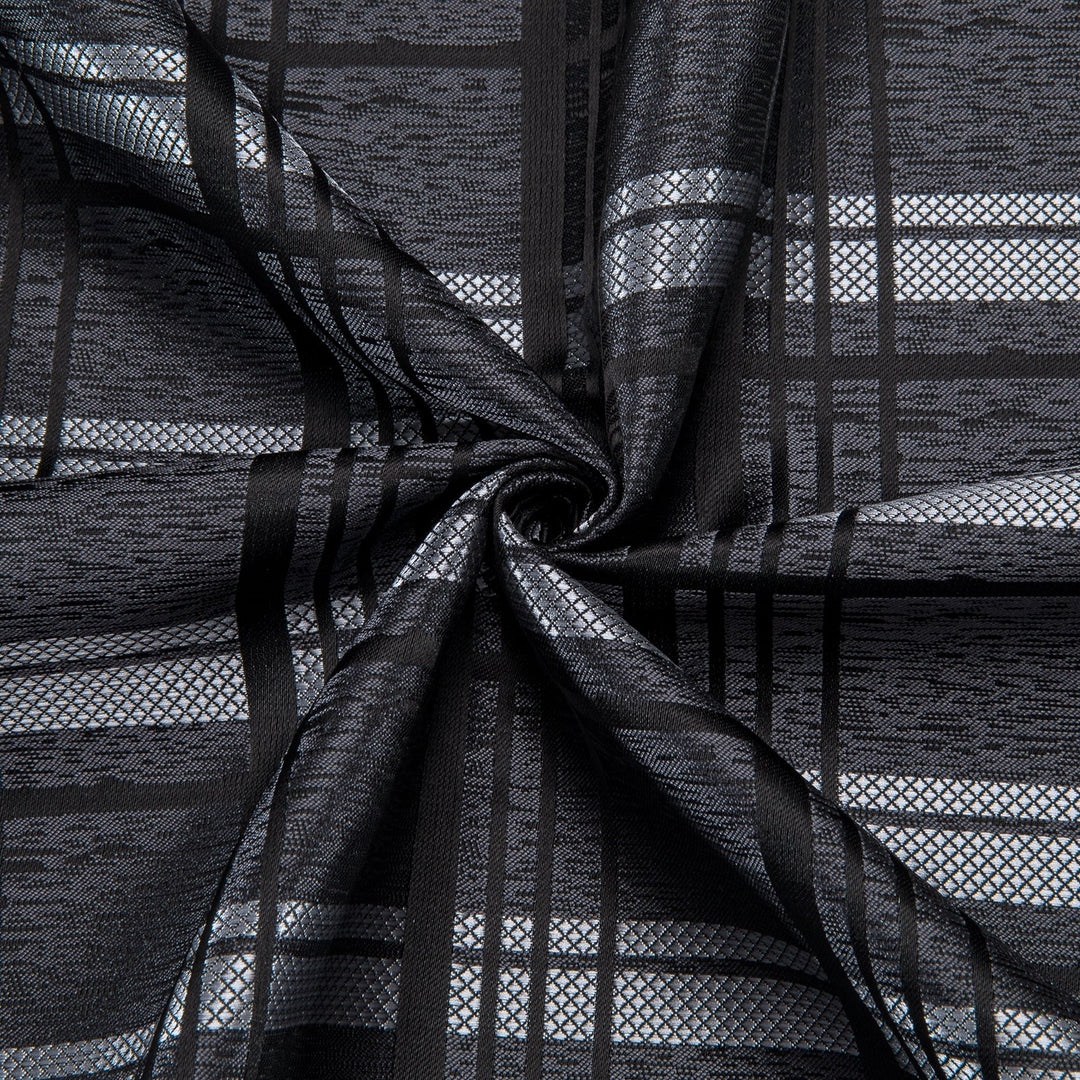 Simon Von Grey Black Checkered Plaid Men's Button Up Dress Shirt-CY-1999 - SimonVon Shop