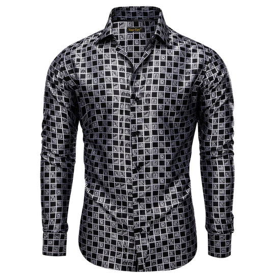 Simon Von Grey Black Plaid Men's Button Up Dress Shirt-CY-9012 - SimonVon Shop
