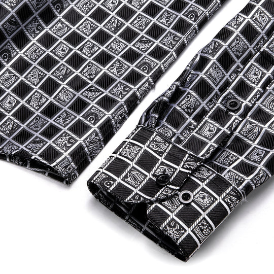 Simon Von Grey Black Plaid Men's Button Up Dress Shirt-CY-9012 - SimonVon Shop