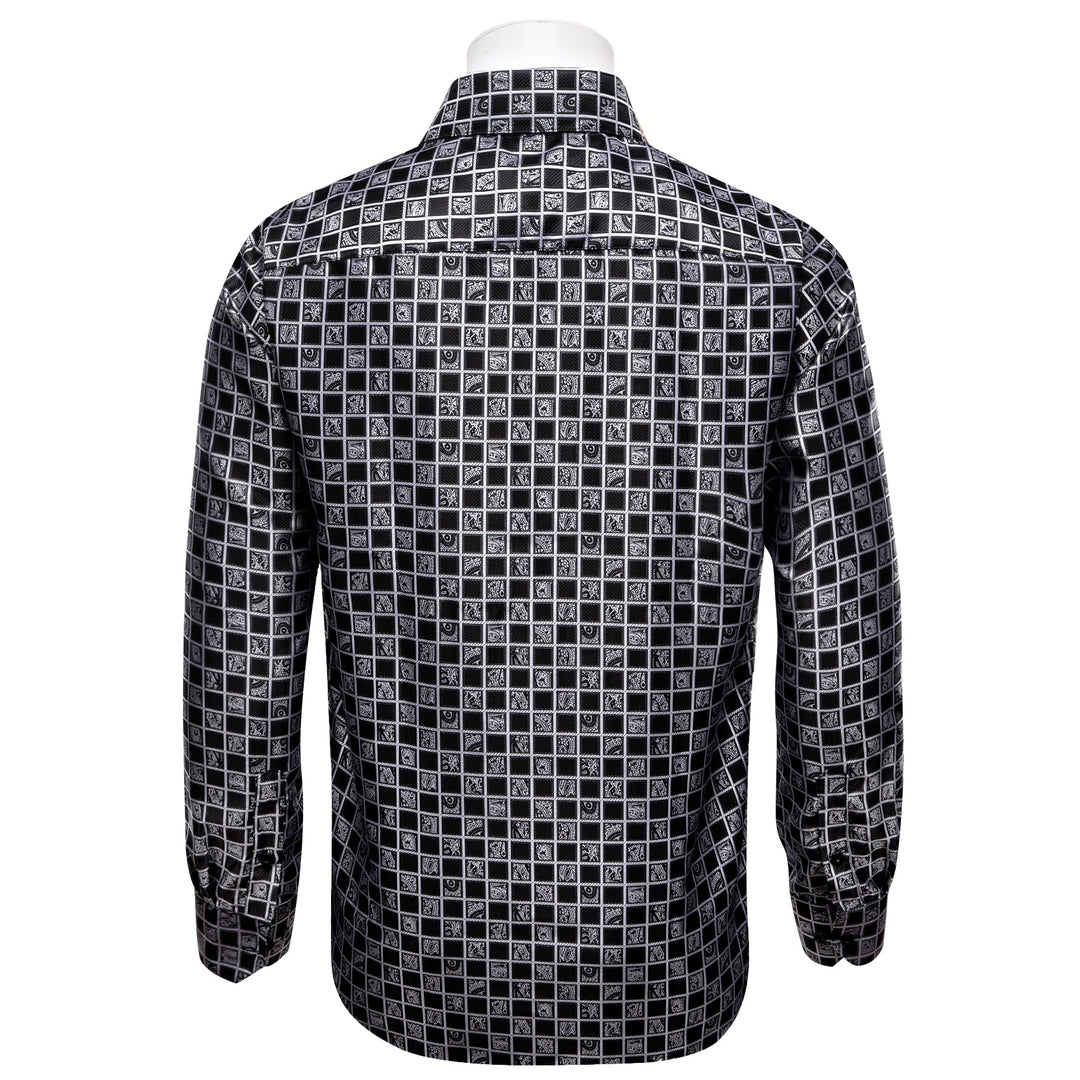 Simon Von Grey Black Plaid Men's Button Up Dress Shirt-CY-9012 - SimonVon Shop