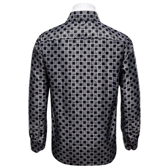 Simon Von Grey Black Plaid Men's Button Up Dress Shirt-CY-9012 - SimonVon Shop