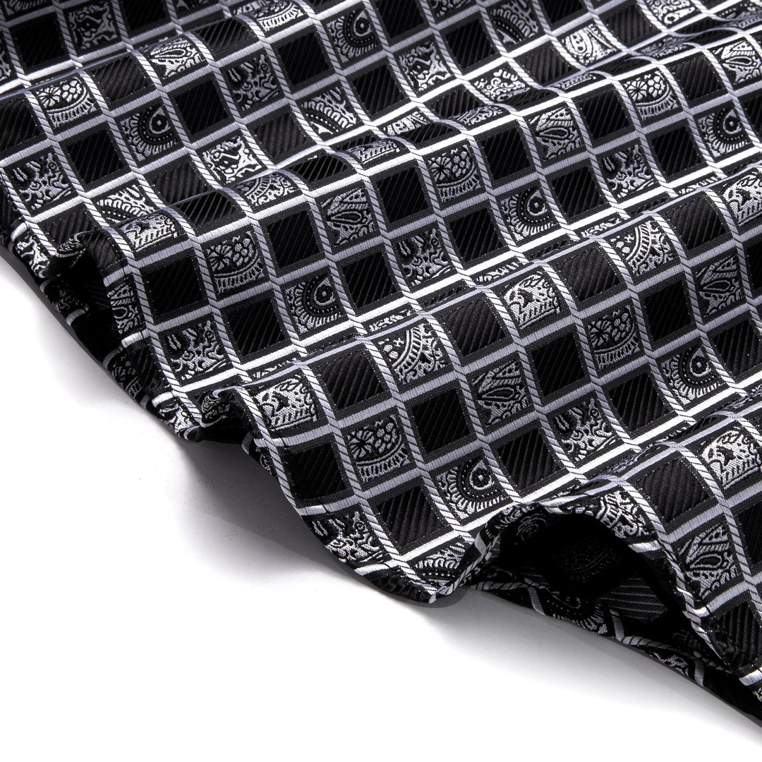 Simon Von Grey Black Plaid Men's Button Up Dress Shirt-CY-9012 - SimonVon Shop