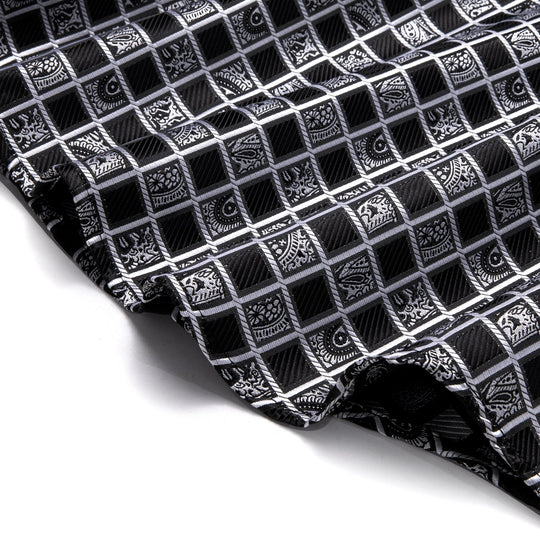 Simon Von Grey Black Plaid Men's Button Up Dress Shirt-CY-9012 - SimonVon Shop