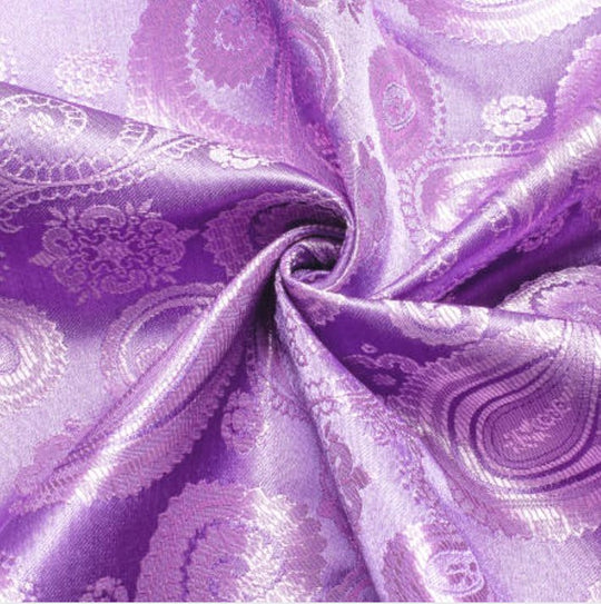 Simon Von Lilac Purple Paisley Silk Men's Long Sleeve Shirt -CY-1621 - SimonVon Shop