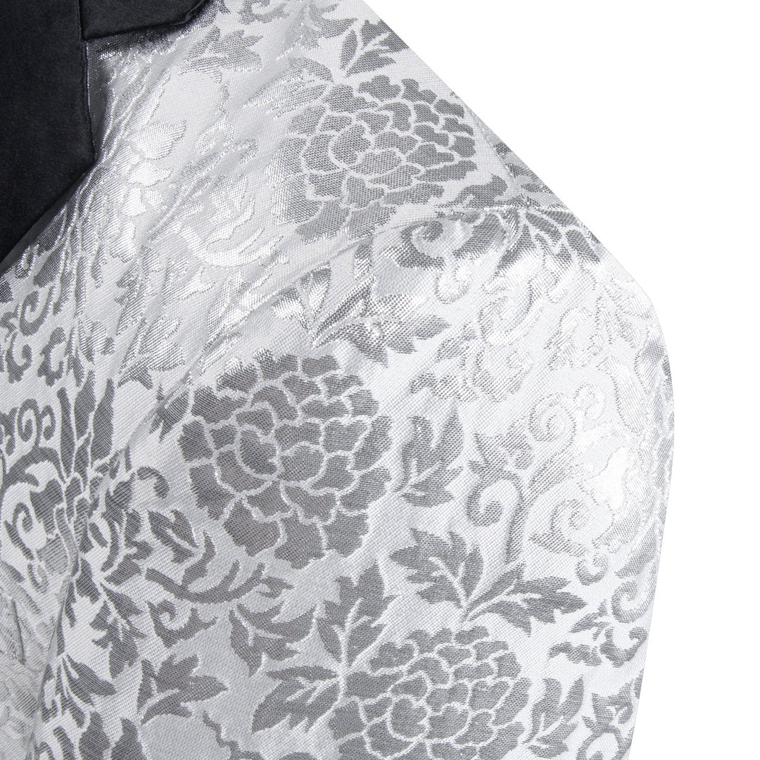 Simon Von Luxury White Grey Floral Men's Suit Blazer-XX-0110 - SimonVon Shop