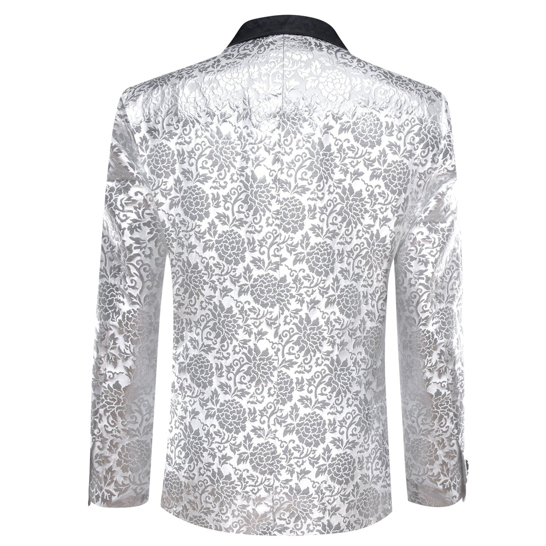 Simon Von Luxury White Grey Floral Men's Suit Blazer-XX-0110 - SimonVon Shop