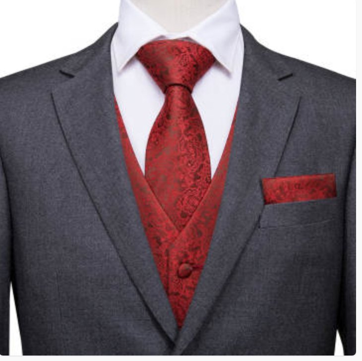 Simon Von Men's 4pc Waistcoat Vest Necktie Pocket Square Cufflinks Set .MJ-0013 - SimonVon Shop