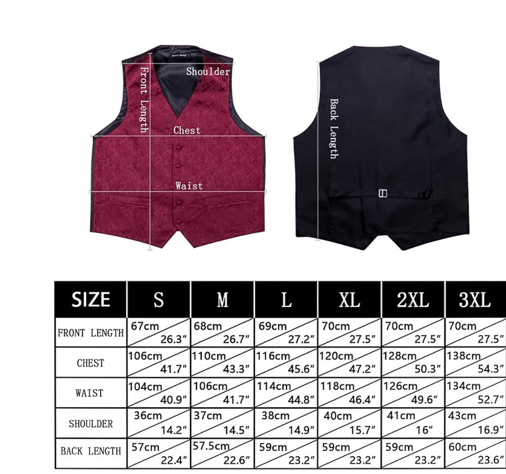 Simon Von Men's 4pc Waistcoat Vest Necktie Pocket Square Cufflinks Set .MJ-0013 - SimonVon Shop