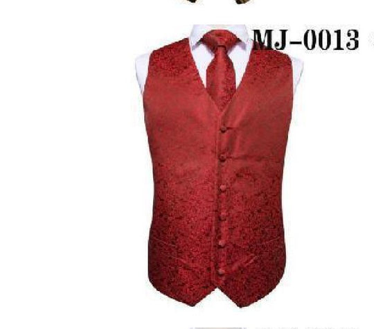 Simon Von Men's 4pc Waistcoat Vest Necktie Pocket Square Cufflinks Set .MJ-0013 - SimonVon Shop