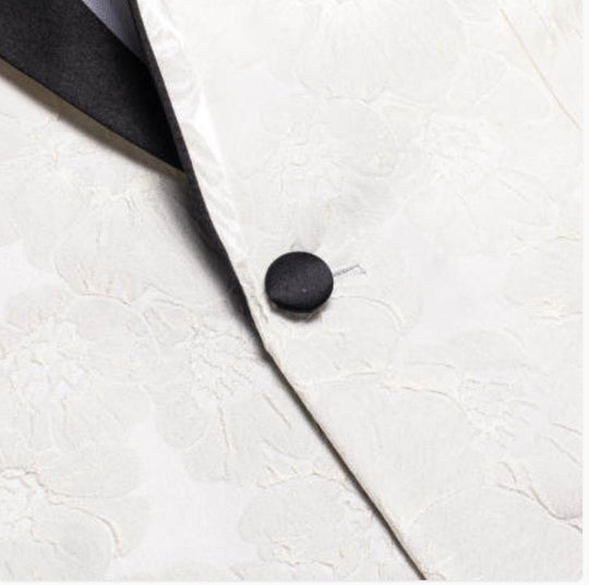 Simon Von Men's Champagne Paisley Jacquard Blazer Elegant Banquet Wedding Jacket-XX-1016 - SimonVon Shop