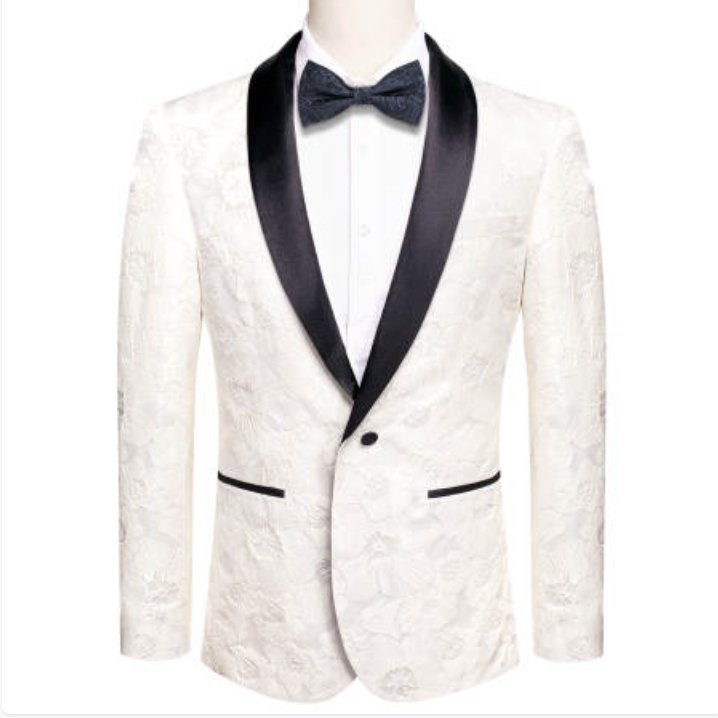 Simon Von Men's Champagne Paisley Jacquard Blazer Elegant Banquet Wedding Jacket-XX-1016 - SimonVon Shop