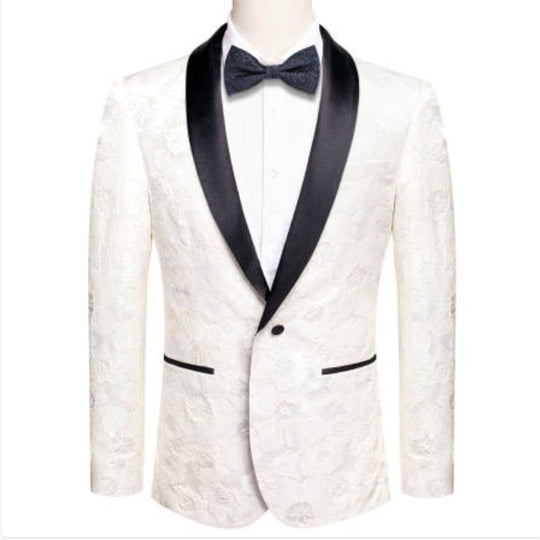 Simon Von Men's Champagne Paisley Jacquard Blazer Elegant Banquet Wedding Jacket-XX-1016 - SimonVon Shop