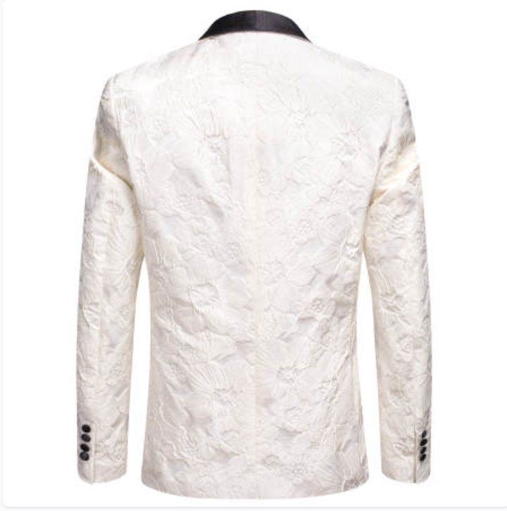Simon Von Men's Champagne Paisley Jacquard Blazer Elegant Banquet Wedding Jacket-XX-1016 - SimonVon Shop