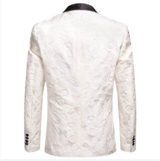 Simon Von Men's Champagne Paisley Jacquard Blazer Elegant Banquet Wedding Jacket-XX-1016 - SimonVon Shop