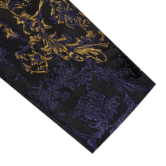 Simon Von Men's Dress Party Blue Gold Paisley Suit Jacket Slim One Button Stylish Blazer-XX-0108 - SimonVon Shop